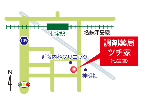 地図：調剤薬局 ツチ家　七宝店